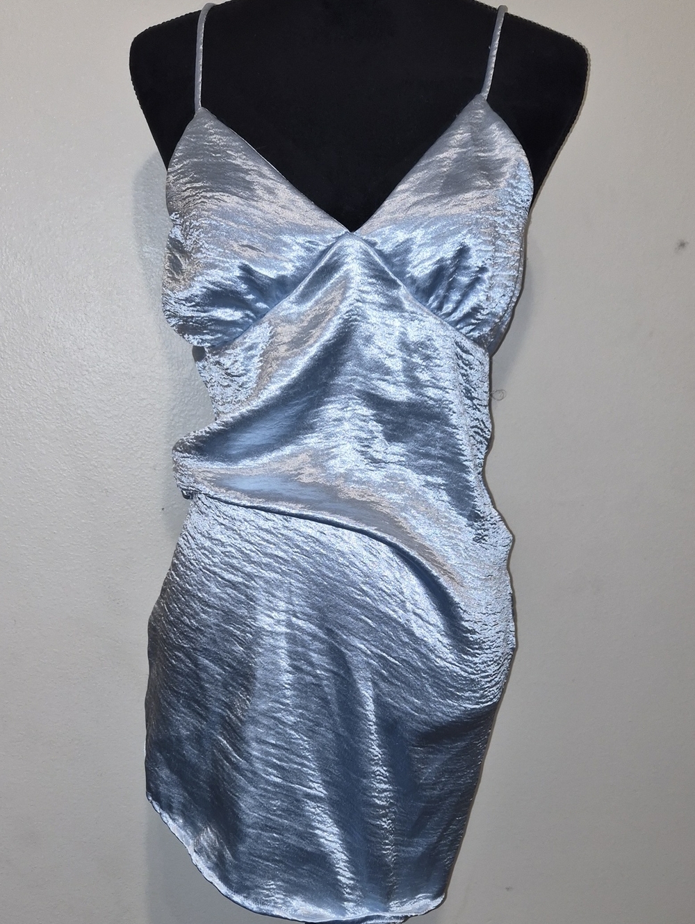 Rue21 Light Blue Satin Cami Dress with Spaghetti Straps